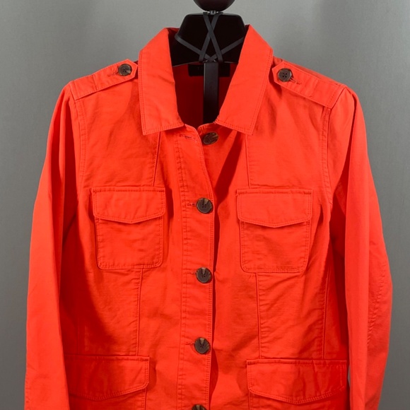 NEW Talbots Jacket Womens Medium petite orange utility preppy casual colorful - Picture 2 of 9